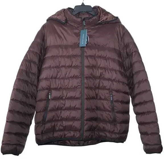 Perry Ellis Mens Lightweight Hooded Puffer Jacket - Mens XXL - Mole - NWT - Picture 2 of 7
